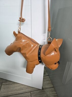 Novelty Dog-Shaped Crossbody Bag in Tan Brown